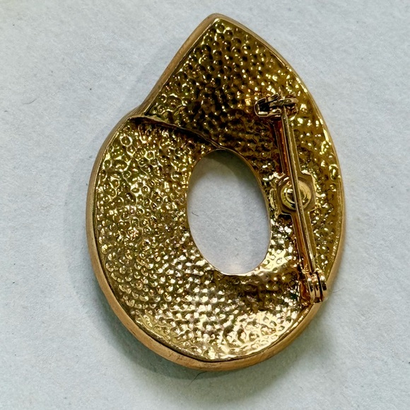 Vintage Gold Tone and Purple Enamel Shimmery Brooch - Picture 7 of 7